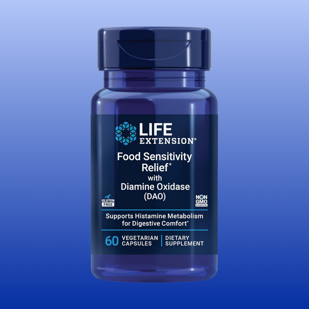 Food Sensitivity Relief with Diamine Oxidase (DAO) 60 Capsules-Nutritional Supplement-Life Extension-Castle Remedies
