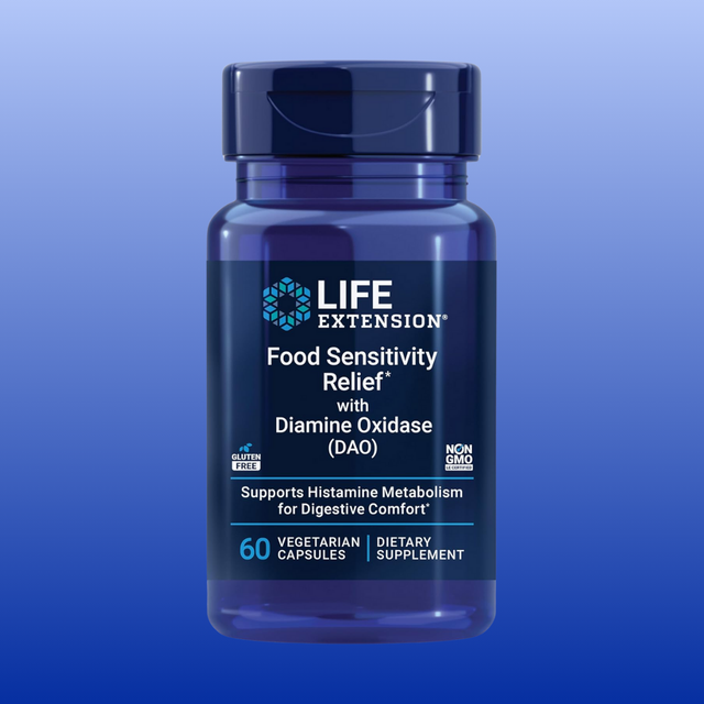 Food Sensitivity Relief with Diamine Oxidase (DAO) 60 Capsules-Nutritional Supplement-Life Extension-Castle Remedies