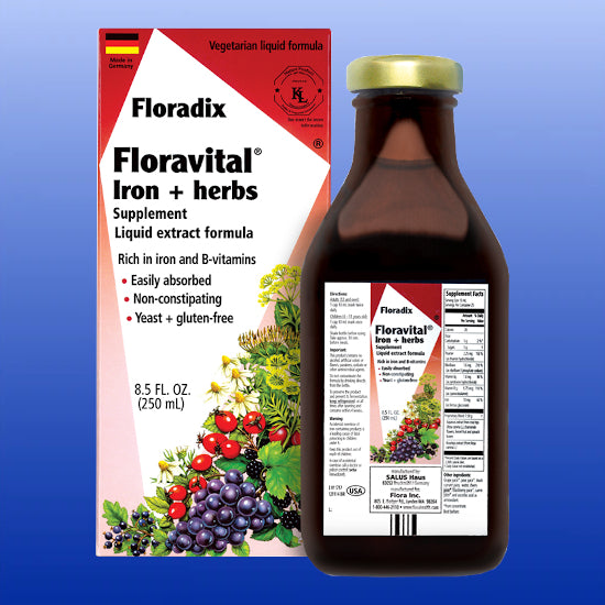 Floravital Iron + Herbs Liquid Iron Extract 8.5 or 17 Oz-Vitamins and Minerals-Flora-17 Oz-Castle Remedies