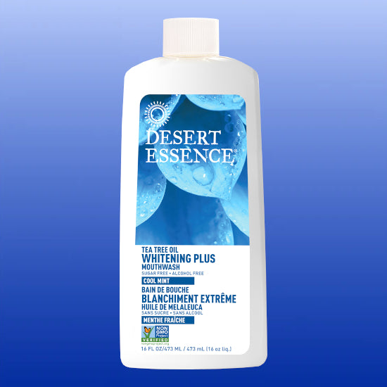 Tea Tree Oil Whitening Plus Cool Mint Mouthwash 16 Oz-Oral Support-Desert Essence-Castle Remedies