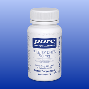 Pure Encapsulations 7-KETO DHEA 50 mg dietary supplement bottle with 60 capsules for metabolic support