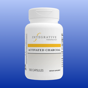 Bottle of Integrative Therapeutics Activated Charcoal dietary supplement with 100 capsules for digestive support