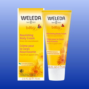 Weleda baby nourishing body cream with calendula extracts for rich skin nourishment, 2.5 oz tube and packaging
