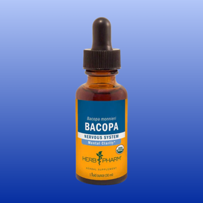 Bacopa monnieri herbal tincture in 1 oz amber bottle with dropper, supports brain health and mental clarity