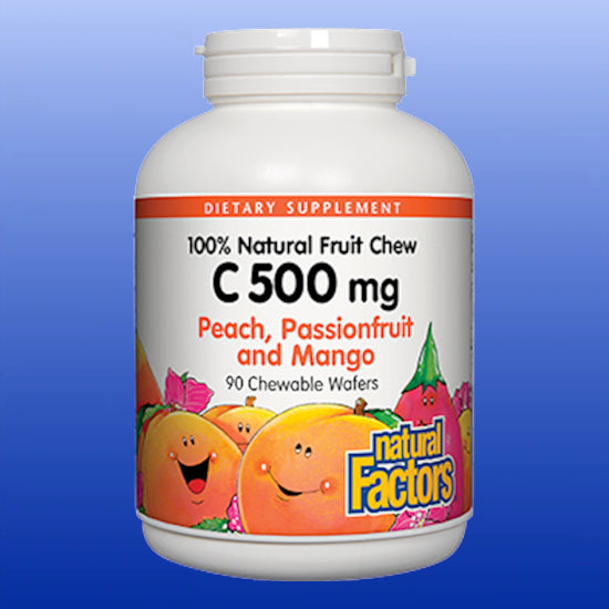C 500mg Peach, Passionfruit and Mango 90 Chewable Wafers-Vitamins and Minerals-Natural Factors-Castle Remedies