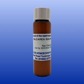 Brown bottle of Calcarea Sulph 6x lactose-free cell salt granules with white cap and label details