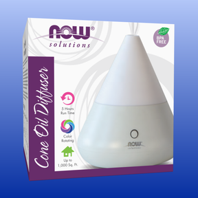 Now Solutions ultrasonic essential oil diffuser with cone design, color rotation, 5-hour runtime, BPA free, for up to 1000 sq. ft.