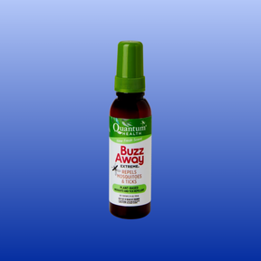 Quantum Health Buzz Away Extreme spray bottle with green cap, DEET-free mosquito and tick repellent with fresh scent