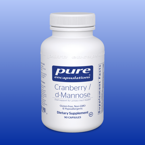 Pure Encapsulations Cranberry and d-Mannose dietary supplement bottle with 90 capsules for urinary tract support