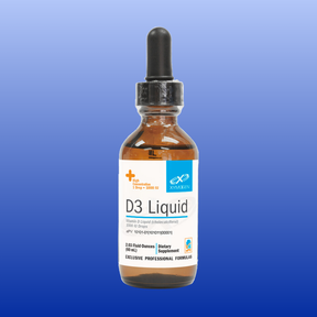 Bottle of D3 Liquid vitamin supplement with dropper containing 1000 IU vitamin D3 per drop by Xymogen