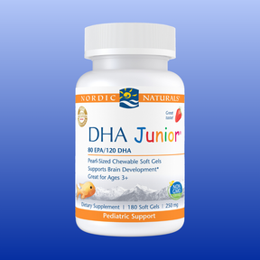 Nordic Naturals DHA Junior 180 chewable soft gels for kids supporting brain development and pediatric health