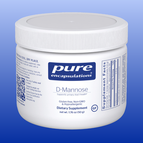 Pure Encapsulations D-Mannose powder dietary supplement for urinary tract health, gluten-free and non-GMO.
