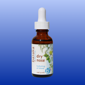 Baraka Dry Nose Oil 1 oz bottle with dropper for moisturizing and hydrating dry nasal passages relief