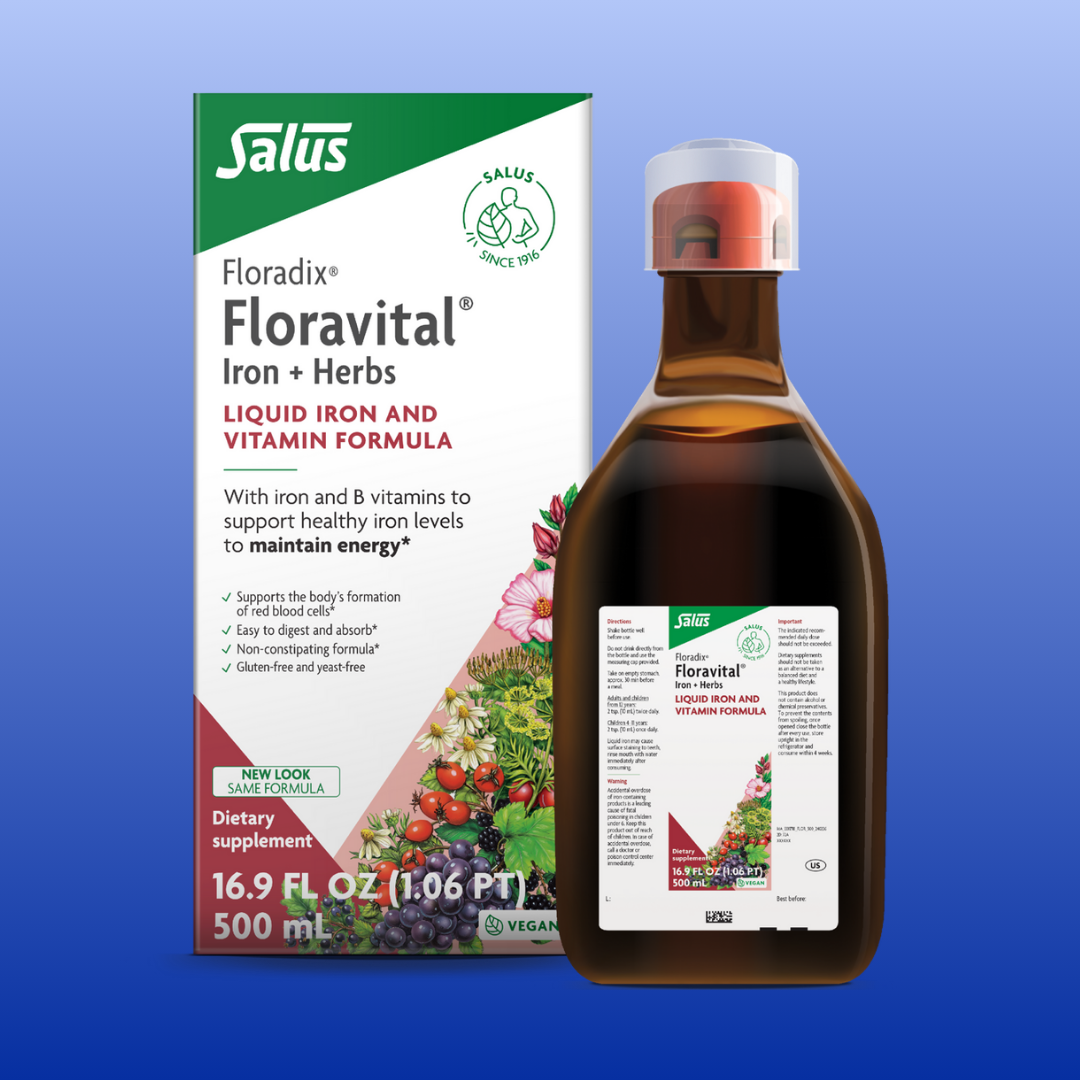 Floravital Iron + Herbs Liquid Iron Extract 8.5 or 16.9 Oz