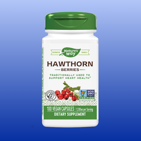 Bottle of Nature’s Way Hawthorn Berries 100 vegan capsules dietary supplement for heart health support