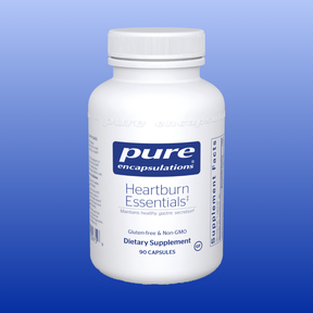 Pure Encapsulations Heartburn Essentials dietary supplement bottle with 90 capsules for healthy gastric secretion