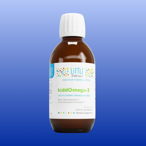 kiddOmega-3 liquid fish oil 200 mL bottle with cherry orange flavor for children’s brain and immune support