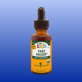 Kids Fast Asleep herbal tincture for children, alcohol-free, organic, supports nap and nighttime rest, 1-ounce bottle with dropper