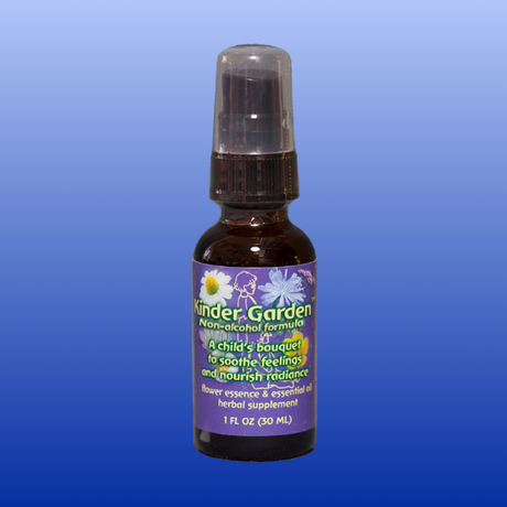 Kinder Garden Flourish Spray non-alcohol formula 1 oz bottle with floral label for children’s calming blend