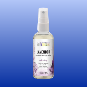A 4 oz bottle of Aura Cacia Relaxing Lavender Aromatherapy Mist with pure essential oils and lavender scent