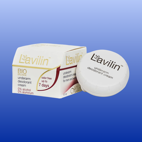 Lavilin underarm deodorant cream 12.5g box and container, aluminum-free, odor protection up to 7 days, natural formula