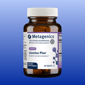 Metagenics Licorice Plus 60 tablets dietary supplement supporting cortisol metabolism and adrenal health for stress management