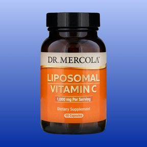 Dr. Mercola Liposomal Vitamin C supplement bottle with 60 capsules, 1000 mg per serving, dietary support