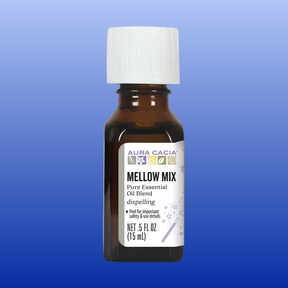 Aura Cacia Mellow Mix 0.5 oz essential oil blend with lavender and sandalwood for aromatherapy use