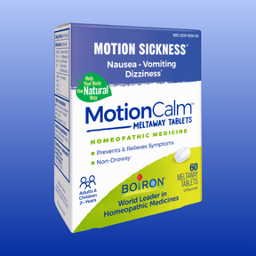 MotionCalm homeopathic tablets for motion sickness relief, nausea, vomiting, dizziness, non-drowsy, 60 count by Boiron.