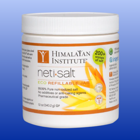Himalayan Institute Neti Salt 12oz jar pure non-iodized salt for allergy relief and sinus health eco refillable