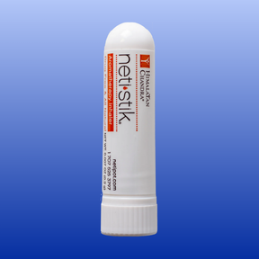 Neti Stik aromatherapy inhaler with peppermint, eucalyptus, menthol, and lavender essential oils for sinus relief.