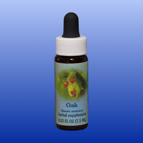 Oak Flower Essence 0.25 oz herbal supplement bottle with dropper for balanced strength and emotional support