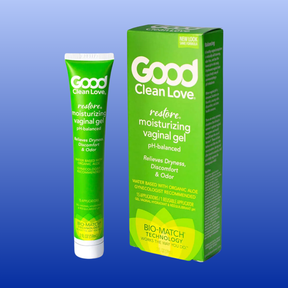 Good Clean Love Restore moisturizing vaginal gel tube and box with pH-balanced formula for dryness and odor relief