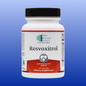 Resvoxitrol dietary supplement bottle with 60 capsules supporting cardiovascular health and antioxidant balance