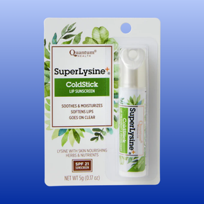 Quantum Health Super Lysine ColdStick lip sunscreen with SPF 21, moisturizes and soothes dry lips, unflavored, 0.17 oz