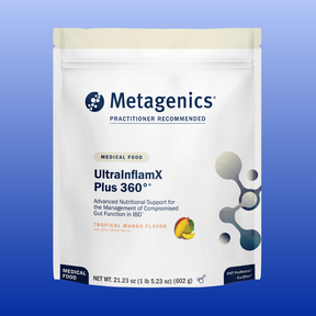 Metagenics UltraInflamX Plus 360° Tropical Mango medical food for gut support in inflammatory bowel disease