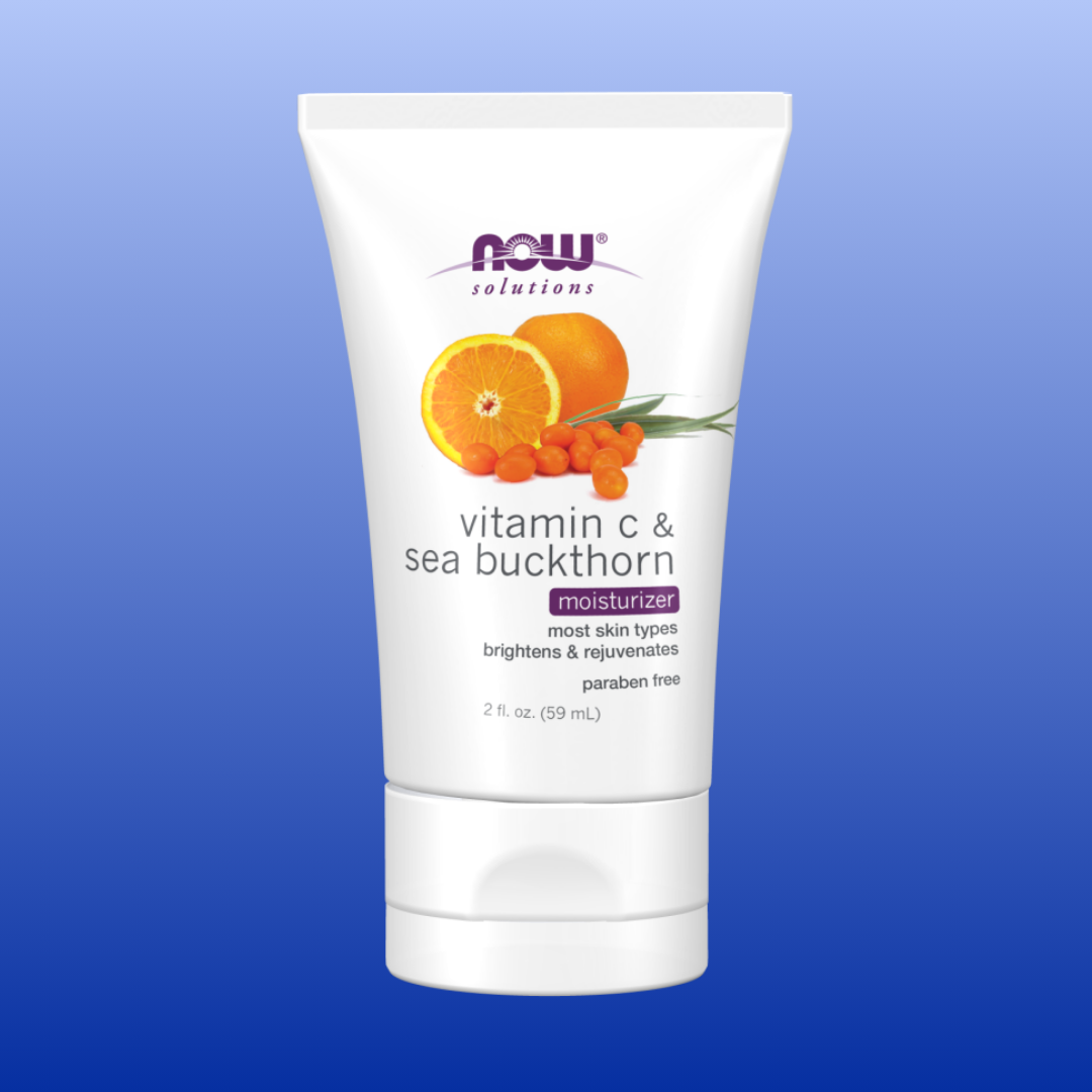 Tube of Vitamin C and Sea Buckthorn moisturizer for brightening and rejuvenating combination or dry skin, 2 oz size