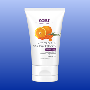 Tube of Vitamin C and Sea Buckthorn moisturizer for brightening and rejuvenating combination or dry skin, 2 oz size