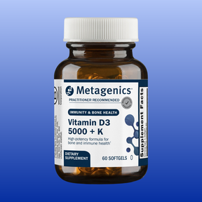 Metagenics Vitamin D3 5000 plus K high-potency softgels for immunity and bone health 60 count bottle