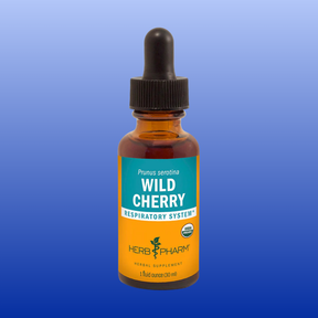 Wild Cherry herbal tincture by Herb Pharm in 1 oz bottle for respiratory support and cold cough relief