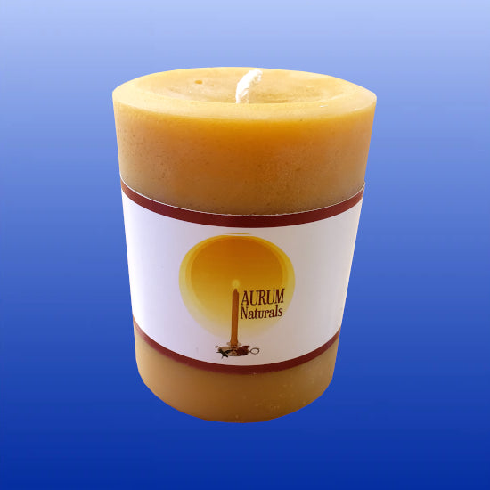 Beeswax Candle Wide Pillar 4"-Beeswax Candles-Aurum Naturals-Castle Remedies