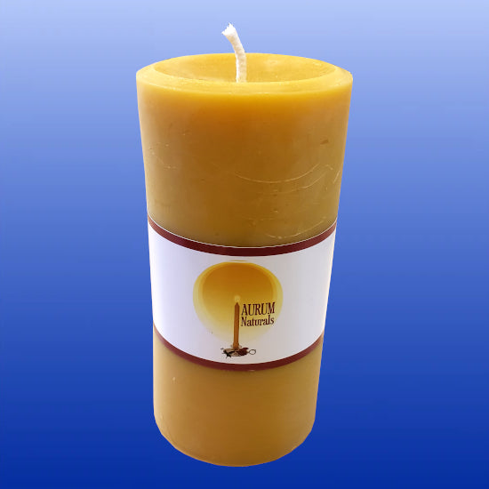 Beeswax Candle Wide Pillar 6"-Beeswax Candles-Aurum Naturals-Castle Remedies