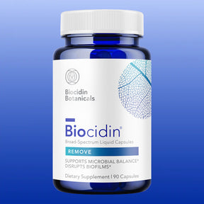 Biocidin 90 Capsules dietary supplement supporting microbial balance and disrupting biofilms for digestive health