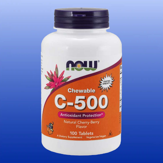 Vitamin C-500 Cherry Chewable 100 Tablets-Vitamins and Minerals-Now Products-Castle Remedies