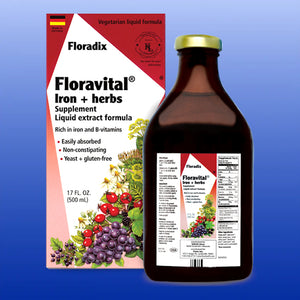 Floravital Iron + Herbs Liquid Iron Extract 8.5 or 17 Oz-Vitamins and Minerals-Flora-17 Oz-Castle Remedies