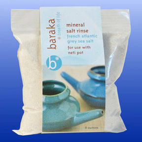 8 oz bag of Baraka Mineral Salt Rinse with French Atlantic grey sea salt for sinus health and neti pot use