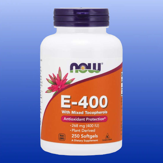 Vitamin E-400 IU Mixed Tocopherols 100 or 250 Softgels-Vitamins and Minerals-Now Products-250 Softgels-Castle Remedies