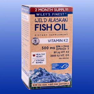 Vitamin K2 with Omega 3 and D3 60 Softgels-Fish Oils/Essential Fatty Acids-Wiley's Finest-Castle Remedies